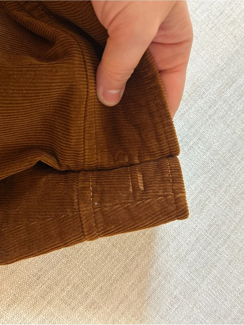 J. Crew Men's Corduroy Pants in Chestnut Brown with Brass Accent